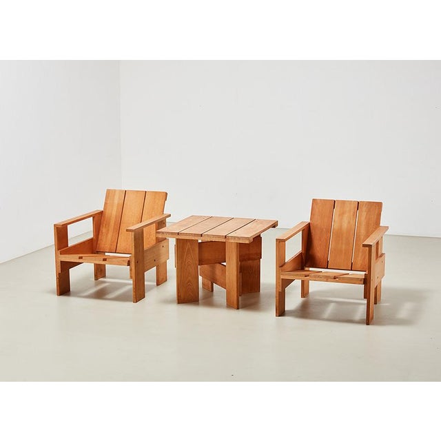 Crate Chairs and Table by Gerrit Rietveld for Cassina, 1979, Set of 3 For Sale - Image 13 of 13