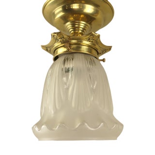 Art Nouveau Ceiling Lamp in Brass and Glass, France, 1915 For Sale