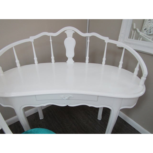 Hollywood Regency Kidney Shaped Vanity Writing Desk With Upholstered Swivel Chair