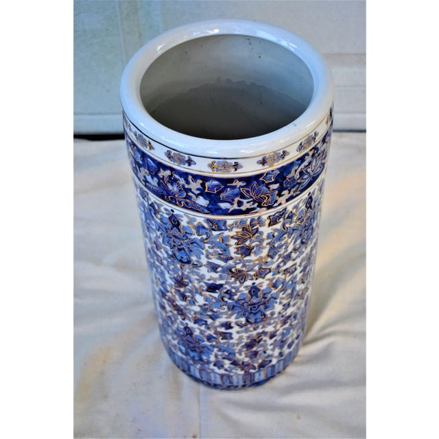 Vintage Blue and White Ceramic Umbrella Stand Chairish