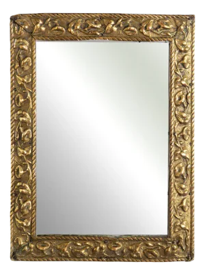 French Brass Floral Mirror, 18th Century