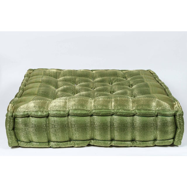 Late 20th Century Vintage Oversized Silk Square Green Tufted Moroccan Floor Cushion Chairish