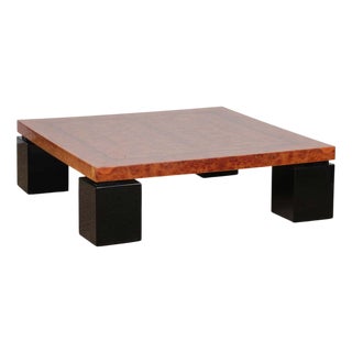 Square Coffee Table in Elm Burl, 1980s For Sale