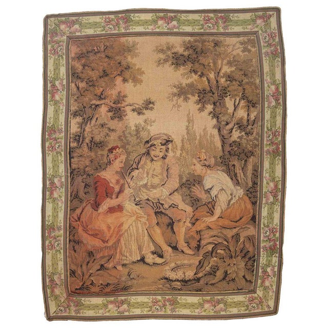 1950s Tapestry with Bucolic Scene, 1950s For Sale - Image 5 of 5