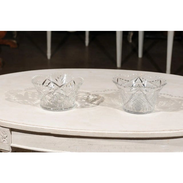 Circa 1900 English Cut Crystal Bowl with Scalloped Top & Diamond Motifs For Sale - Image 4 of 12