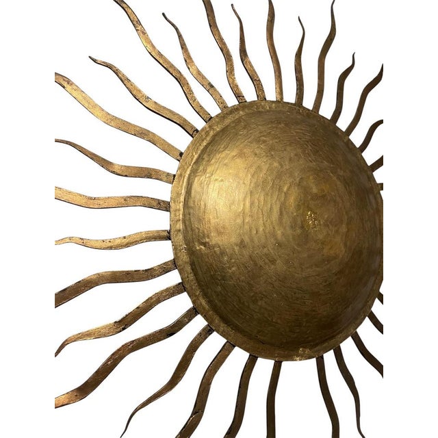 Spanish Solar Crown Sunburst Fixture in Gilt Metal, 1950 For Sale - Image 9 of 10