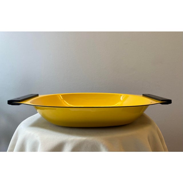 Cathrineholm 1950s Cathrineholm of Norway Yellow Enamel Paella Dish For Sale - Image 4 of 8