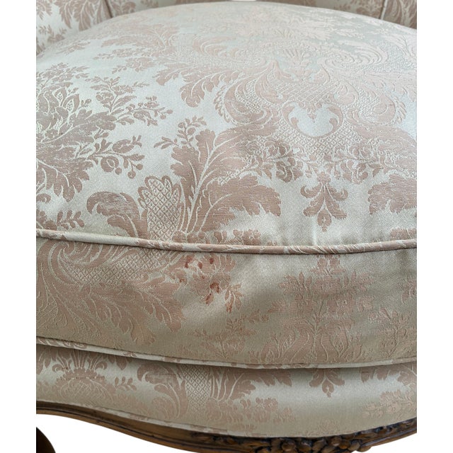 Vintage Louis XV Style Bergère Chair Armchair French Damask Accent Living Room For Sale - Image 14 of 16
