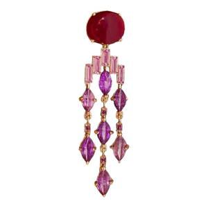 Bochic "Capri" Vintage Ruby & Purple Amethyst Earrings Set in 18k Gold & Silver