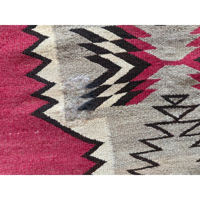 1920s Navajo Rug Red Field with Diamond & Serrated Border, Handwoven Southwesten For Sale - Image 10 of 18