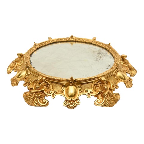 Rococo French Ormolu Mirrored Tray, 1880s For Sale