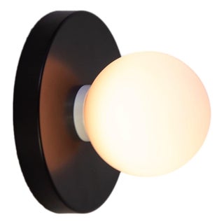 Globe Sconce Black, 3 Inches Glass Globe, by Research.Lighting, Modern, Minimal For Sale