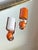 1960s Vintage 1960s Mod Geometric Clip on Earrings Orange White, Attributed to Pierre Cardin, A Pair For Sale - Image 5 of 12