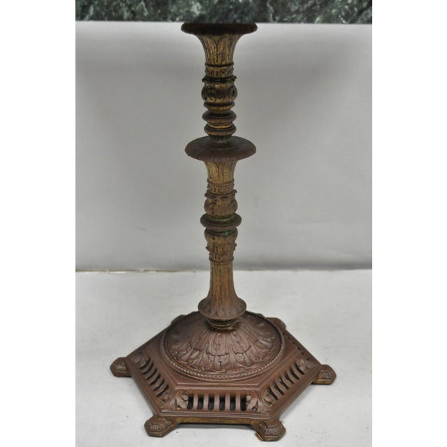 Late 19th Century Antique Victorian Green Marble Cast Iron Pedestal Base Smoking Stand Side Table For Sale - Image 5 of 12