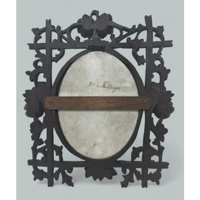 Antique French Sevres Celest Porcelain Framed Plaque Hand Painted Tea Coffee Cup For Sale - Image 6 of 11