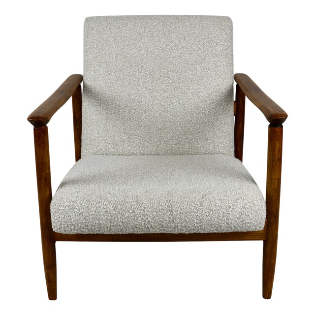 GFM-142 Armchair in White Bouclé by Edmund Homa, 1970s For Sale