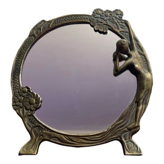 1960s Art Nouveau Revival Figural Tabletop Vanity Mirror For Sale
