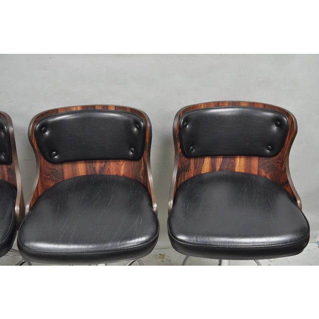 Daystrom Vintage Daystrom Mid Century Modern Faux Rosewood Laminate Barstools - Set of 4 For Sale - Image 4 of 18