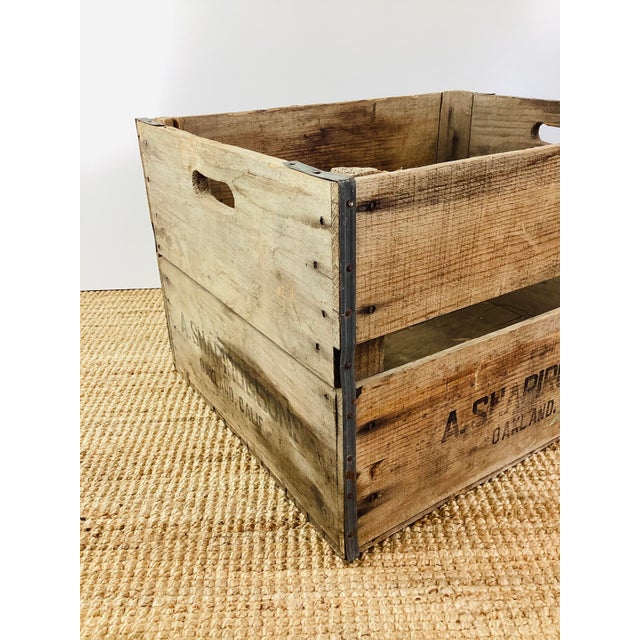 Brown Vintage Rustic Farmhouse Style Wood Crate Vegetable Shipping Box For Sale - Image 8 of 9