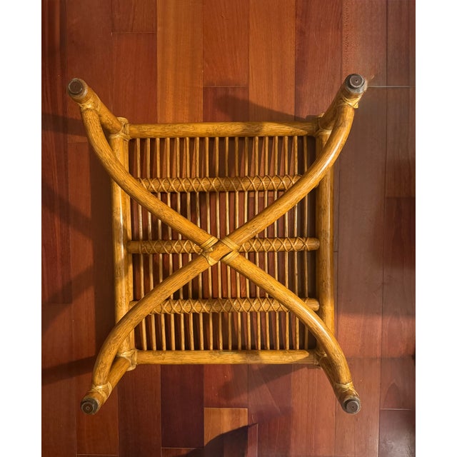 Tan Vintage 1964 McGuire Bamboo Lounge Chair and Ottoman For Sale - Image 8 of 12