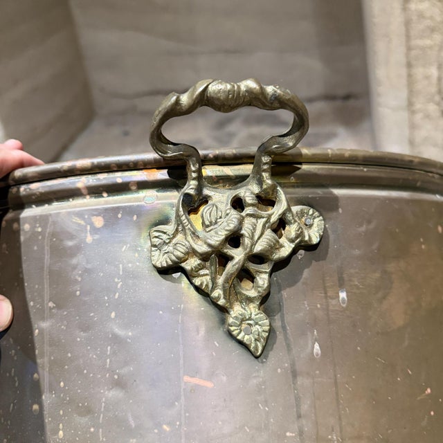 Mid-Century Modern Antique Castilian Imports Brass Copper Bucket Jardiniere For Sale - Image 3 of 12