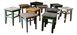 Vintage Style Colorful Stools, Set of 10