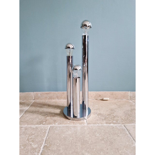 Large Space Age Lamp in Chromed Metal by Gaetano Sciolari for Boulanger, 1970 For Sale - Image 6 of 12