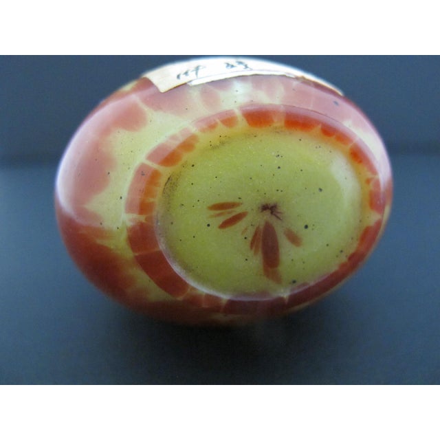 Chinese Vintage Simulated Realgar Orange Yellow Glass Snuff Bottle For Sale - Image 11 of 11