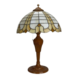 1920s Arts & Crafts Bradley & Hubbard Style Stained Leaded Glass Table Lamp