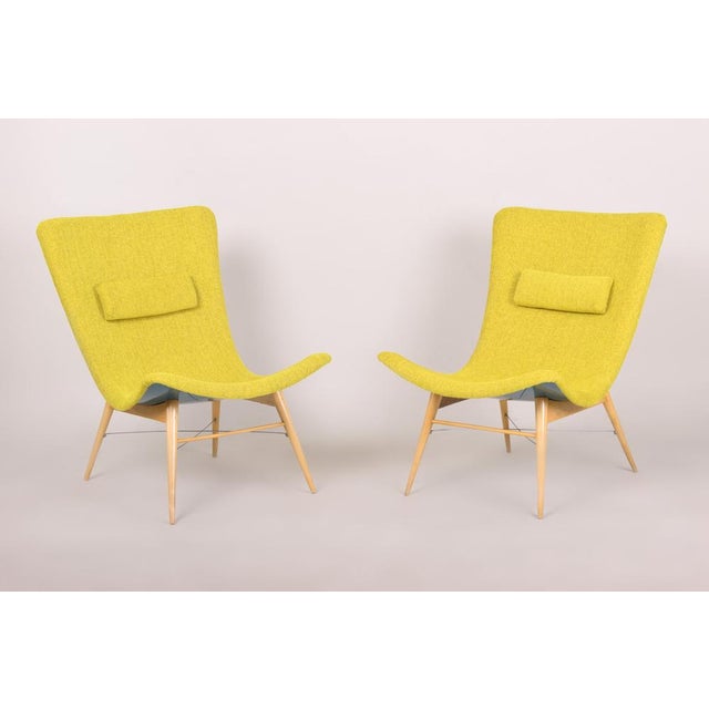 Set of Mid-Century Yellow and Blue Armchairs attributed to Miroslav Navratil, 1950s For Sale - Image 16 of 16