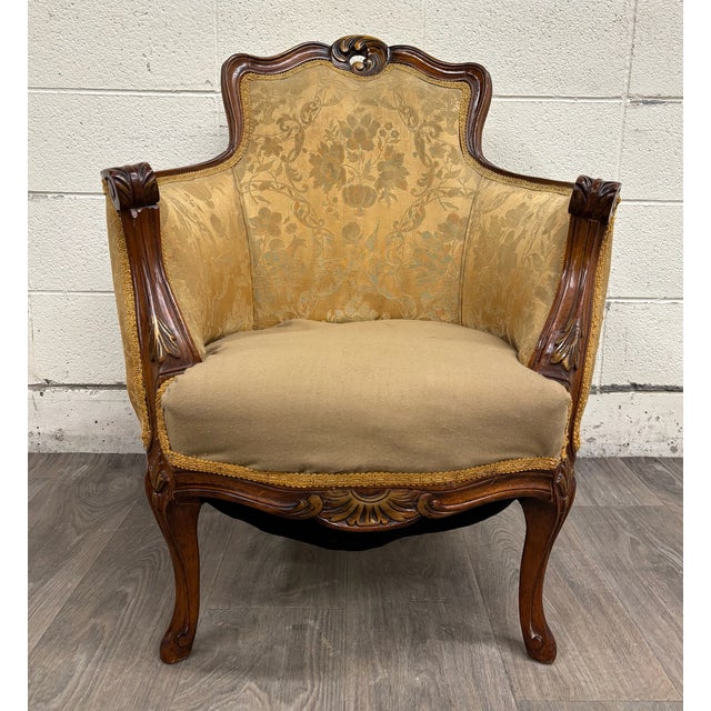This is a stunning antique French Louis XV style bergère armchair, likely early 20th century (circa 1910s–1930s). Features...