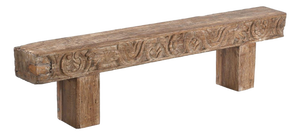 Indian Carved Front Rustic Teakwood Bench