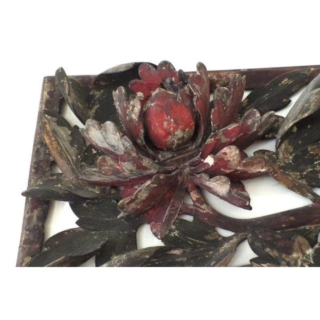 19th Century Asian Carved Polychrome Painted Panel For Sale In Denver - Image 6 of 10
