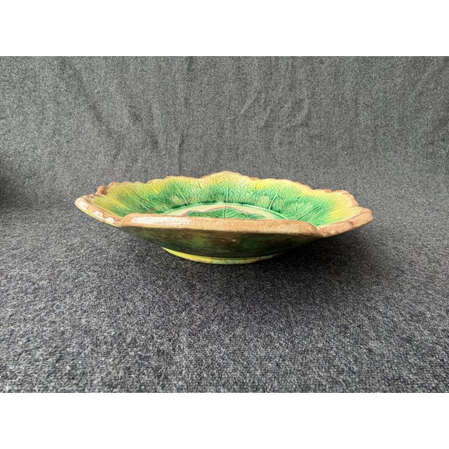 Late 19th Century Antique Majolica Leaf Bowl For Sale - Image 5 of 15