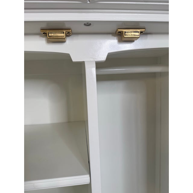 White Late 20th Century White Thomasville Faux Bamboo Armoire, Attributed For Sale - Image 8 of 11