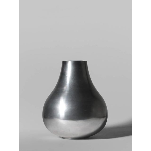 Polished Aluminum Bulbous Vase, 1980 For Sale - Image 6 of 6