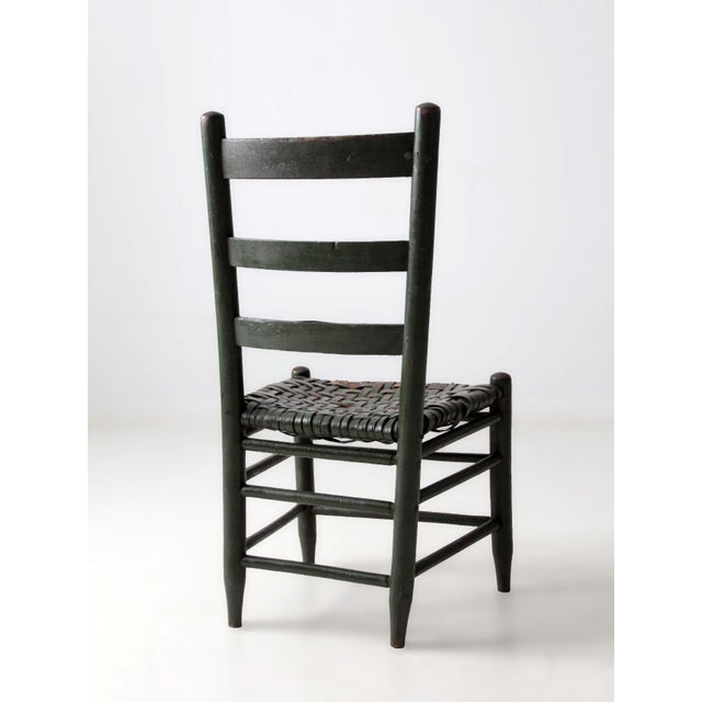 Antique Primitive Ladder Back Chair With Splint Seat For Sale - Image 10 of 14