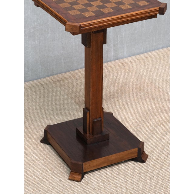 Brown Art Deco Table in Oak with Checkerboard Top, Netherlands, 1930 For Sale - Image 8 of 10
