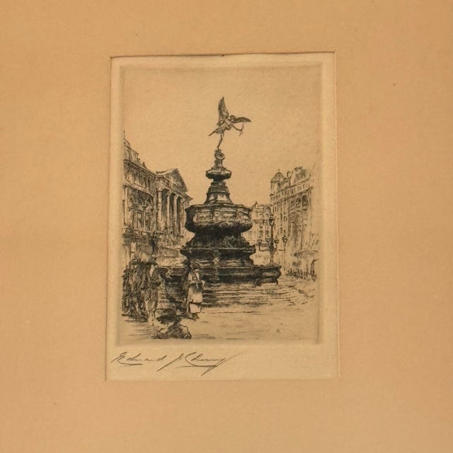 Edward J. Cherry Signed Eros Piccadilly Circus Monochrome Etching, Framed, C. 1925–1940 For Sale - Image 9 of 10