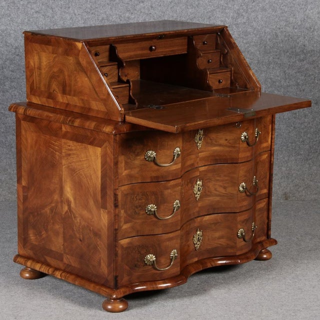 Antique Baroque Secretary in Walnut, 1840 For Sale - Image 17 of 18