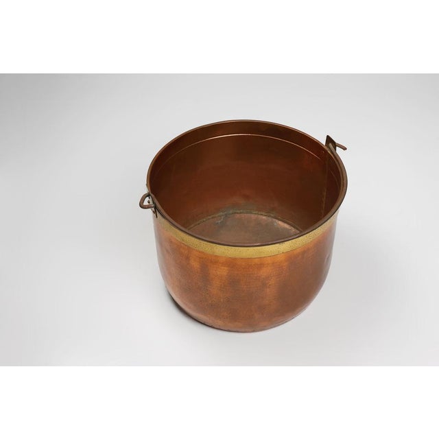 Large Rustic Red Copper Kettle with Handle, France, 1850s For Sale - Image 9 of 12