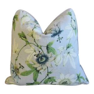 P Kaufmann Passion Flower & Fruit Feather/Down Linen Botanical Pillow 24" Square