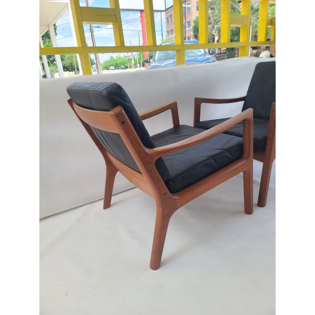 Mid-Century Modern Ole Wanscher France & Son Teak Leather Armchairs - A Pair For Sale - Image 3 of 14