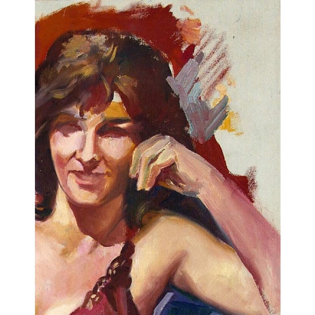 Realism Ukrainian Portrait Oil Painting, Young Woman, Socialist Realism, Soviet Art 90-70 For Sale - Image 3 of 6