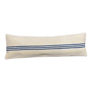 Turkish Hemp Pillow Cushion Natural Beige Blue Cushion Cover 14x45 For Sale