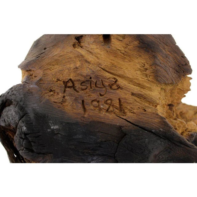 Brown Early 20th Century Detailed Burl Wood Carving of an Elf or Gnome Face Sculture For Sale - Image 8 of 10