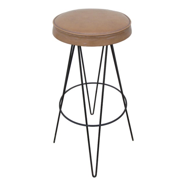 Mid Century Modern Hairpin Leg Bar Stool For Sale