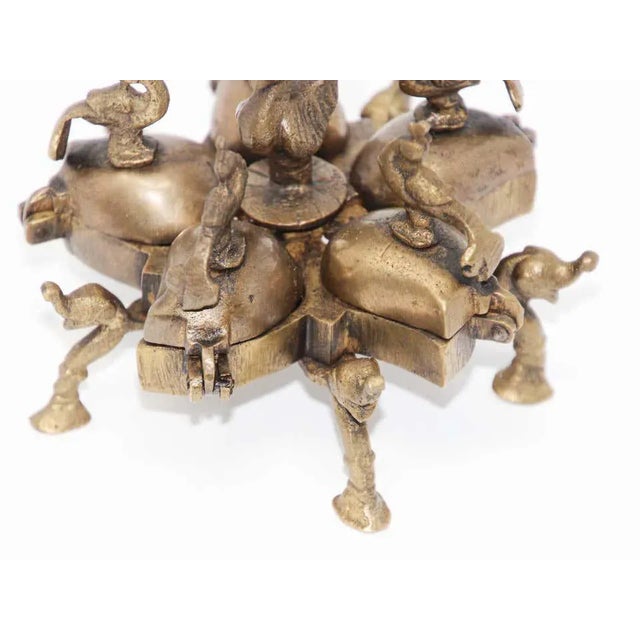 Late 19th Century Antique Hindu Brass Box With Peacocks and Elephants For Sale - Image 5 of 11