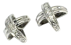 Diamond Stud Earrings 14k Gold "X" 0.10 TCW Certified