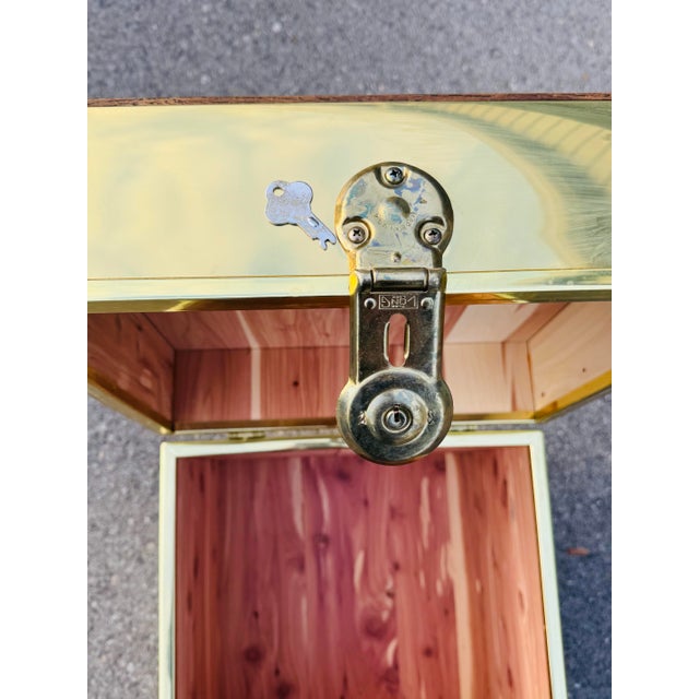 Vintage Brass & Glass Treasure Chest Trunk or Side Table – Cedar-Lined With Lock & Key For Sale - Image 12 of 12